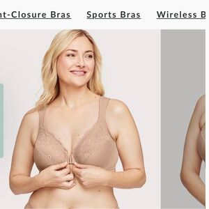 Glamorise Beige Lace Front-Closure Bra